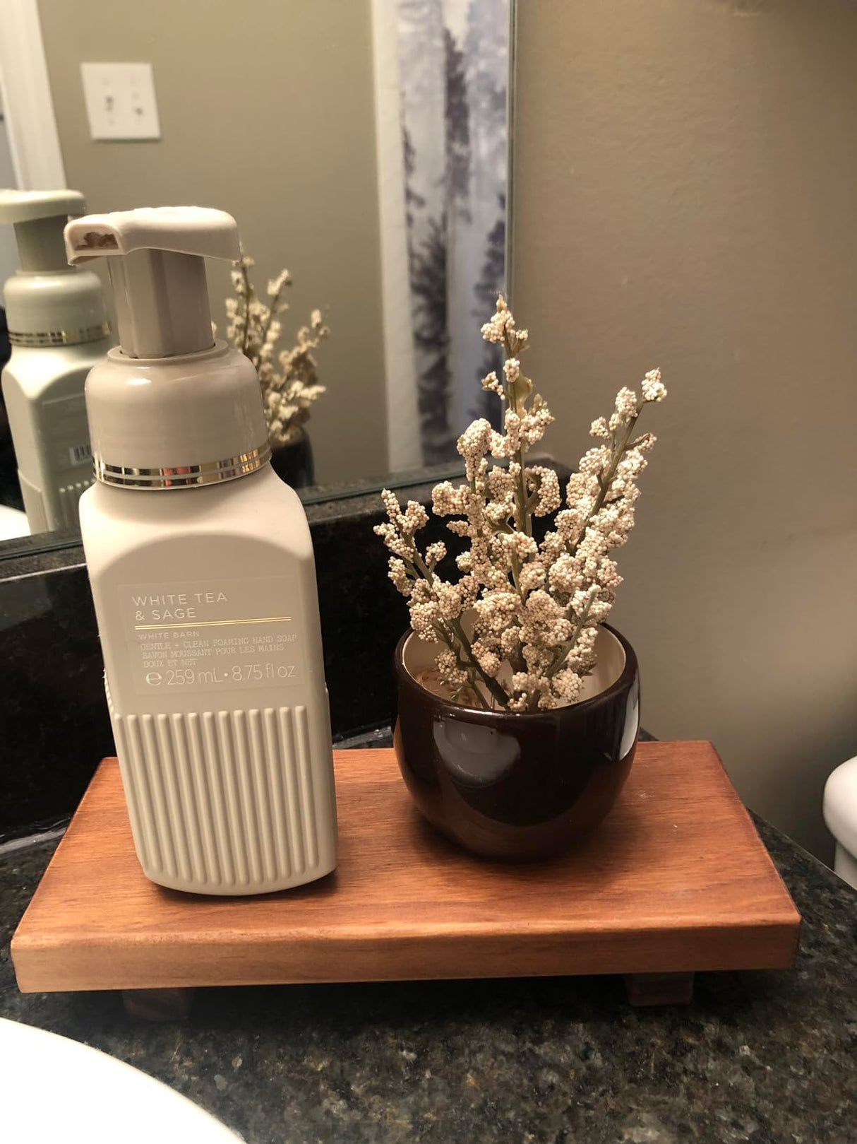 Wood Pedestal Soap Stand, Farmhouse Wood Riser, Soap Dish Holder/Tray Counter Decor for Bathroom Kitchen, Rustic Candle Plant Holder, Display Rectangular Decorative (Antique Walnut) GRID FORTE