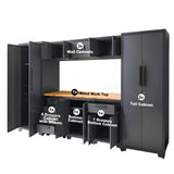 Torin APK112B Garage Storage System: Heavy-Duty 9-Piece Cabinet Set with Worktop, Adjustable Shelves, and Secure Lockable Doors, Black/Grey Torin