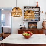 Outdoor Pendant Light Chandelier for Gazebo Battery Operated Boho Hanging Lamp Bamboo Handmade Rattan Decorative Lights LED Lantern Bulb Powered by 4*AA Batteries for Porch Patio Backyard Decor YIKEGE LICHT