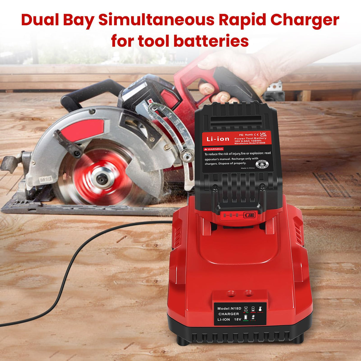 Rapid Battery Charger Station for Milwaukee M18 Charger Compatible with Milwaukee 18V Lithium Battery Bslite
