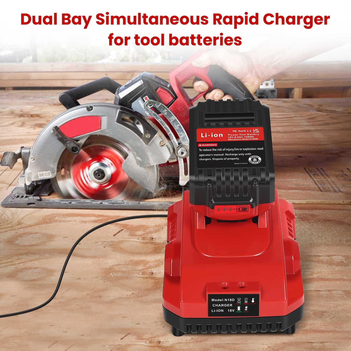 Rapid Battery Charger Station for Milwaukee M18 Charger Compatible with