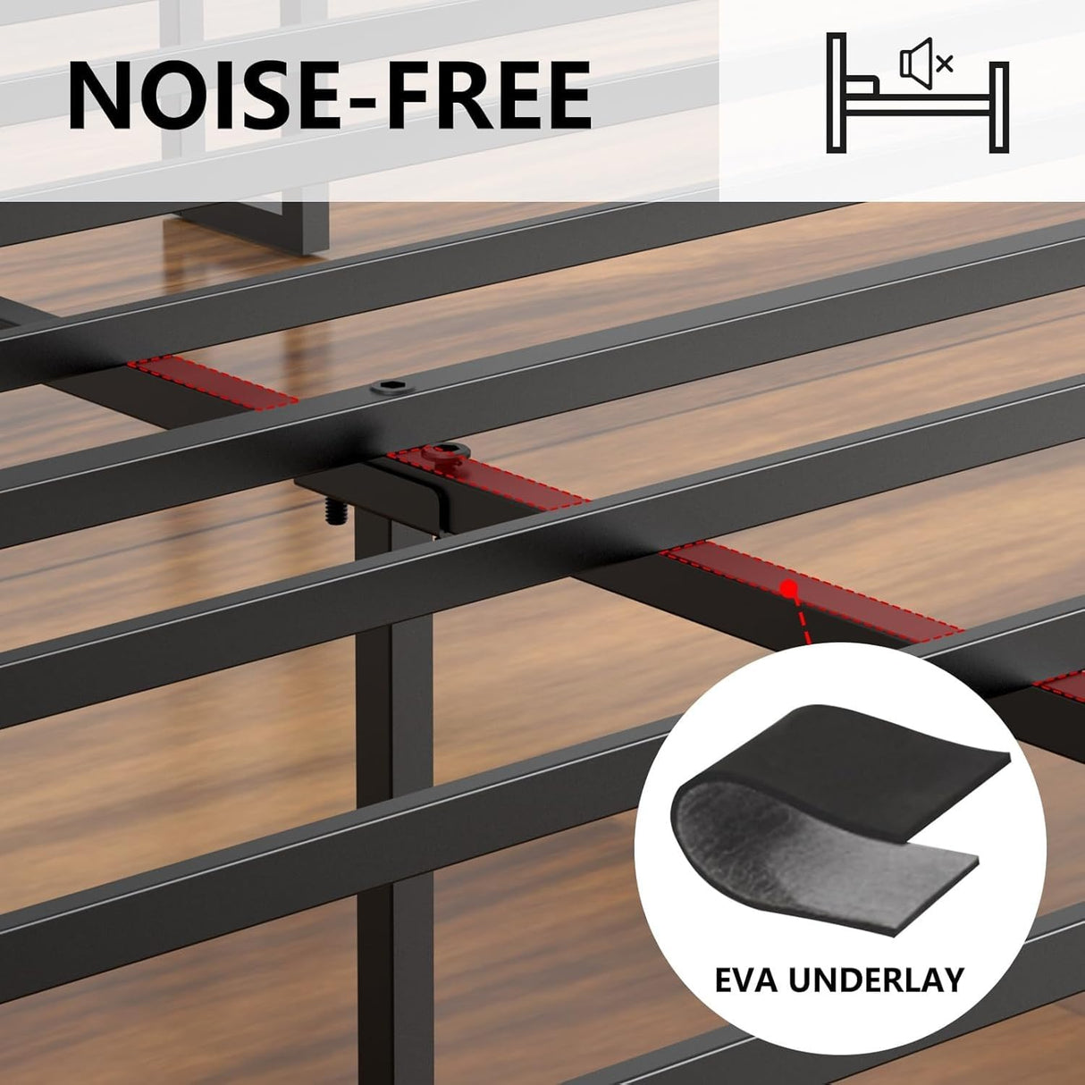 Queen Bed Frame, Storage Headboard with USB Ports & Charging Station, No Box Spring Needed, Noise-Free, Heavy Duty Metal Frame Support, Easy Assembly EasyCom