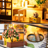 OZJAY DIY Miniature House Kit, Tiny House Kit with Dust Proof Cover & Tools, DIY Wooden Dollhouse Miniature Kit for Adults Teen, Wooden Crafts Lovely Dollhouse Kit OZJAY