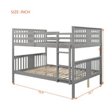 Merax Full Over Full Bunk Bed Convertible to Two Separate Beds, Solid Pine Wood Frame with Safety Guardrail & Headboard/Footboard, Sturdy Durable Design, for Teens/Adults, No Box Spring Needed, Grey Merax