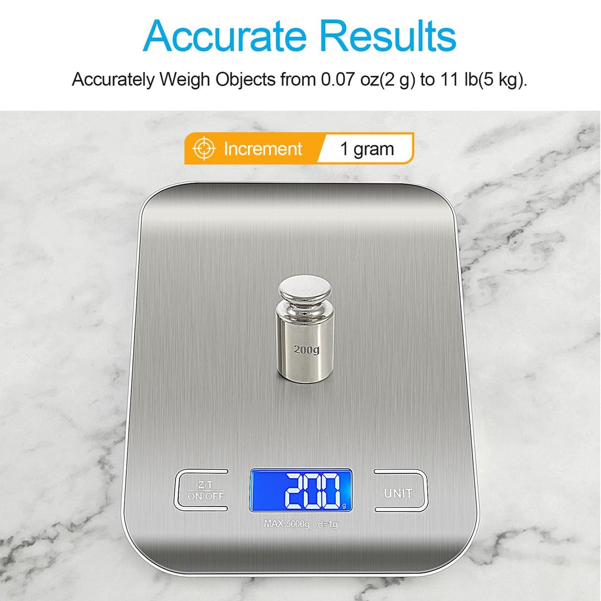 WIWUE GUO Food Scale, Kitchen Scale, Weight Scale Grams and Ounces for Weight Loss, Baking, Cooking, Keto and Meal Prep, LCD Display, 304 Stainless Steel WIWUE GUO