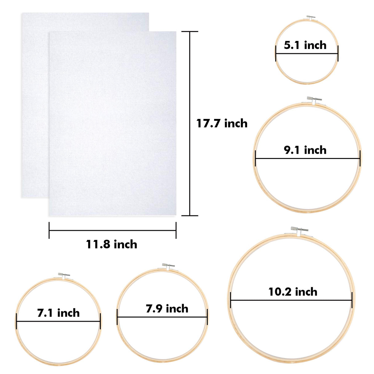 INSCRAFT 304 Pack Embroidery Kit, 200 Colors Threads, 5 Pcs Bamboo Embroidery Hoops, 2 Pcs Aida Cloth, Instructions, Bag and Cross Stitch Tools Set, Hand Embroidery Starter Kit for Beginners Adults INSCRAFT