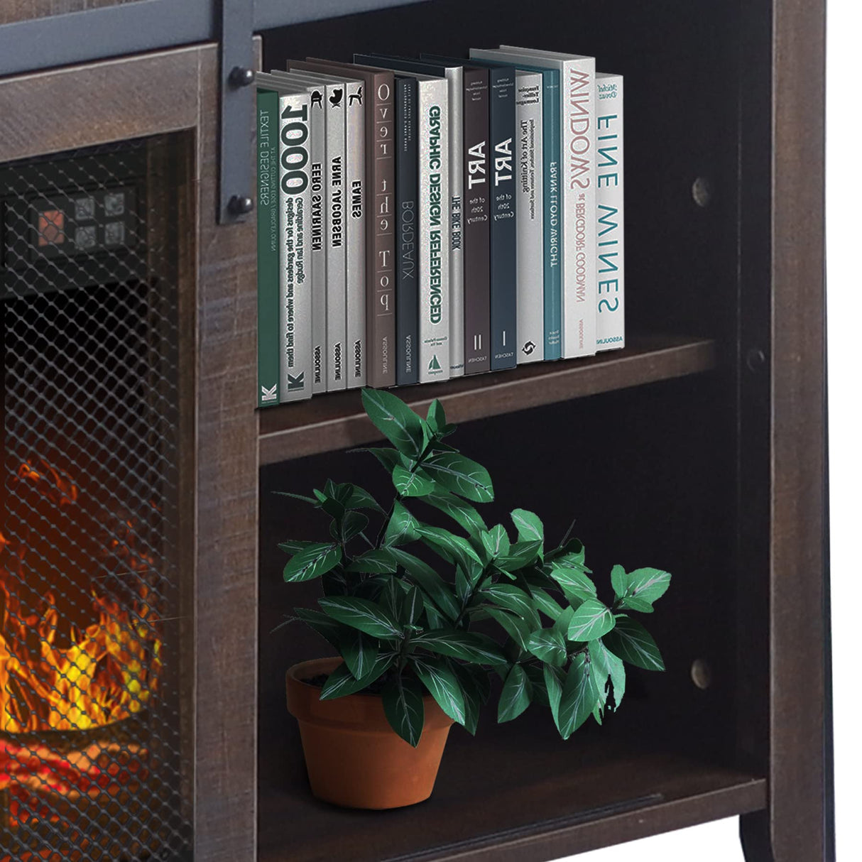 ENSTVER Fireplace TV Stand up to 65",Media Storage Electric Fireplace tv Stands for Living Room(Espresso) ENSTVER