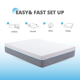 EGOHOME Full Mattress 14 Inch, Charcoal Gel Memory Foam Mattress Bed in a Box, Back Pain Relief Mattress Made in USA, Medium Firm Mattress, CertiPUR-US Certified,54”x75”x14”, White EGOHOME