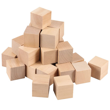 ZOENHOU 24 PCS 2 Inch Wooden Blocks, Solid Premium Natural Hard Wood Cube Unfinished Wooden Block Set for Painting Decorating Crafting DIY Projects - WoodArtSupply