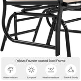 Yaheetech Outdoor Glider Chairs with Glass Table Rocking Chairs, Outdoor Loveseat Patio 2-Seat with Breathable Sling Fabric for Lawn, Garden and Porch, Beige Yaheetech