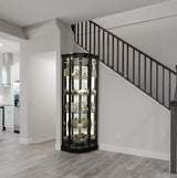 Howard Miller Marlowe II Corner Curio Cabinet, Long Heighted Showcase Black Finish Adjustable Shelves & Levelers, Illuminated Interior Lightning Perfect for Living Room Office and Room Decor Howard Miller