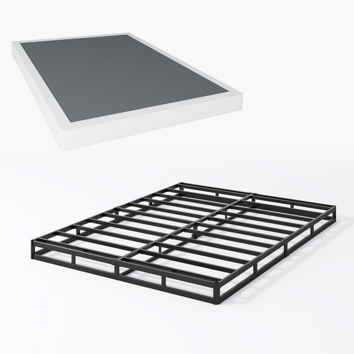 SHLAND Box Spring Queen - 3 Inch Heavy Duty Low Profile Metal Queen Box Springs for Bed, Mattress Foundation, Easy Assembly,Easy Clean Cover SHLAND