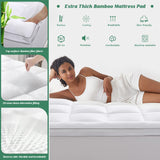 GRT Pillowtop Mattress Topper King Size, Rayon from Bamboo Mattress Cover Padded with 900gsm 3D Snow Down Alternative Filling, Extra Thick Mattress Pad King for Back Pain GRT