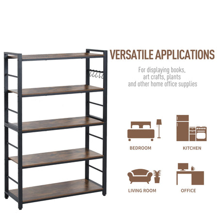 NAIYUFA 5-Tiers Bakers Rack,Microwave Oven Stand with Shelves,5 Tier Utility Storage Shelf with 5 Hooks,Multifunctional Shelf for Kitchen,Bathroom,Livingroom,Storehouse... NAIYUFA