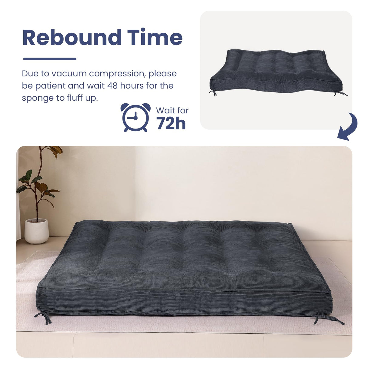 JUIKURY 8" Futon Mattress Full Size, Thick Futons Sofa Couch Bed Sleeper Sofa Bed, Floor Mattress for Adults, Roll Up Folding Mattres Shredded Foam Filling, Medium Firm(Frame Not Included) JUIKURY