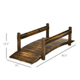 Outsunny 7.5' Wooden Garden Bridge with Planters, Stained Finish Arc Footbridge with Safety Railings for Backyard, Pond Stream, Stained Wood Outsunny