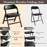 ALeesing Folding Chairs with Padded Seats, Wooden Folding Chairs Set of 2, 31" Stackable Folding Dining Chairs, Folding Extra Chair for Guests Kitchen, Bedroom, Living Room, Party Chairs, Green ALeesing