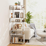 Tangkula 6-Tier S Shaped Bookcase, 64" Tall Modern Geometric Bookshelf with Anti-Tipping Kit, Home Office Freestanding Decorative Storage Display Shelf Room Divider for Living Room Study (1, White) Tangkula