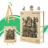 Wooden Puzzles for Adults - Magic Shop Puzzle, Unique Shape Wooden Jigsaw Puzzle for Adults, Fairy Wood Puzzles Adult, Gift for Family, Wall Art Home Decor (M-11.4 * 11.1in- 222 Pieces) Pijesaksa