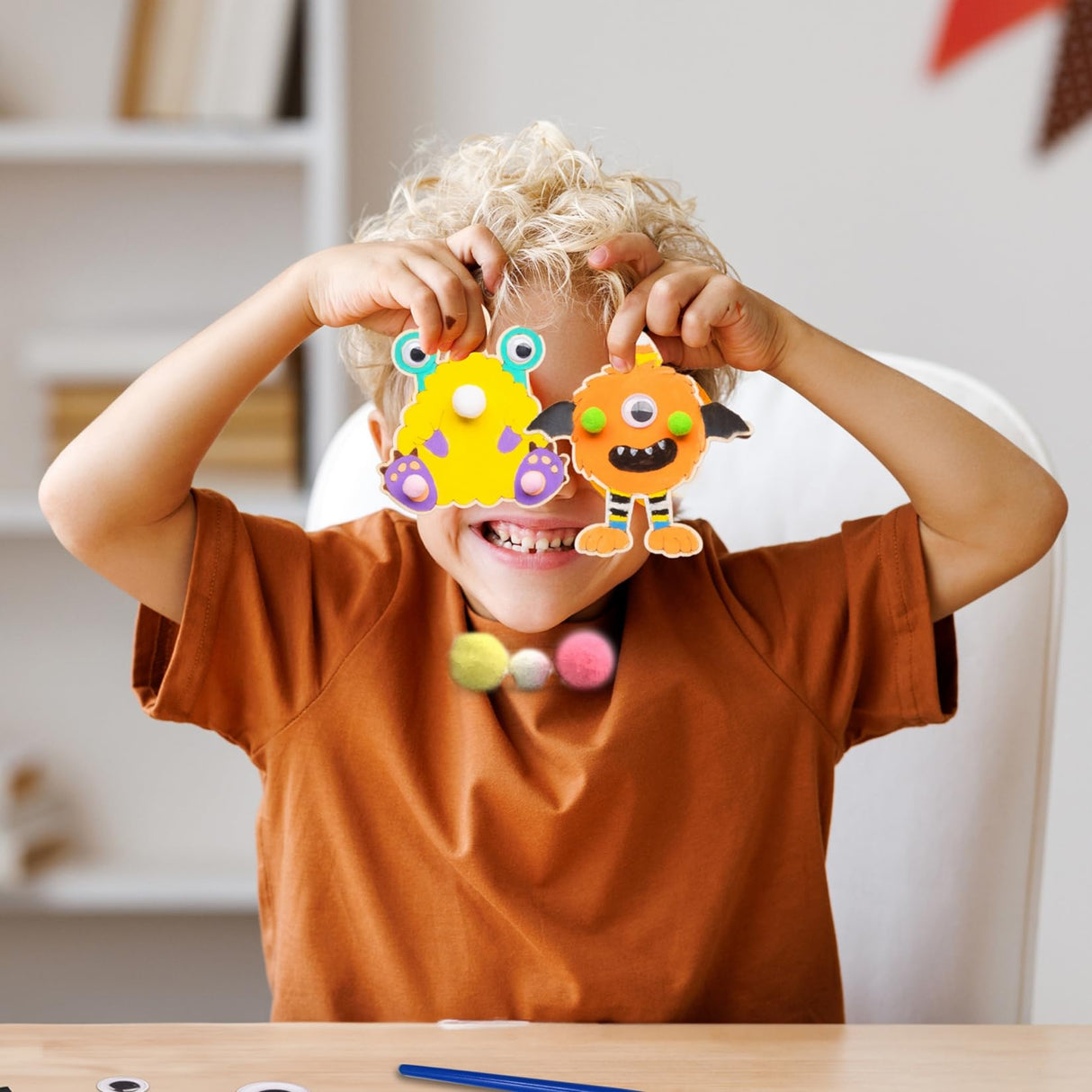 GOGREENWOVEN 12 PCS Halloween Crafts for Kids - DIY Monster Wooden Magnet Painting Kits with Googly Eyes - Halloween Party Favors for Ages 4-8 - Non Candy Trick or Treat Gifts & Classroom Prizes GOGREENWOVEN