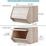 unununu Wooden Storage Small Toy Box with Lid,Stackable Solid Wood Organizer Chest,Entryway Storage Bin,Clothes Storage,Nightstand.for Bedroom,Playroom,Living Room.Side Flip-door,Top can Hold 300lbs unununu