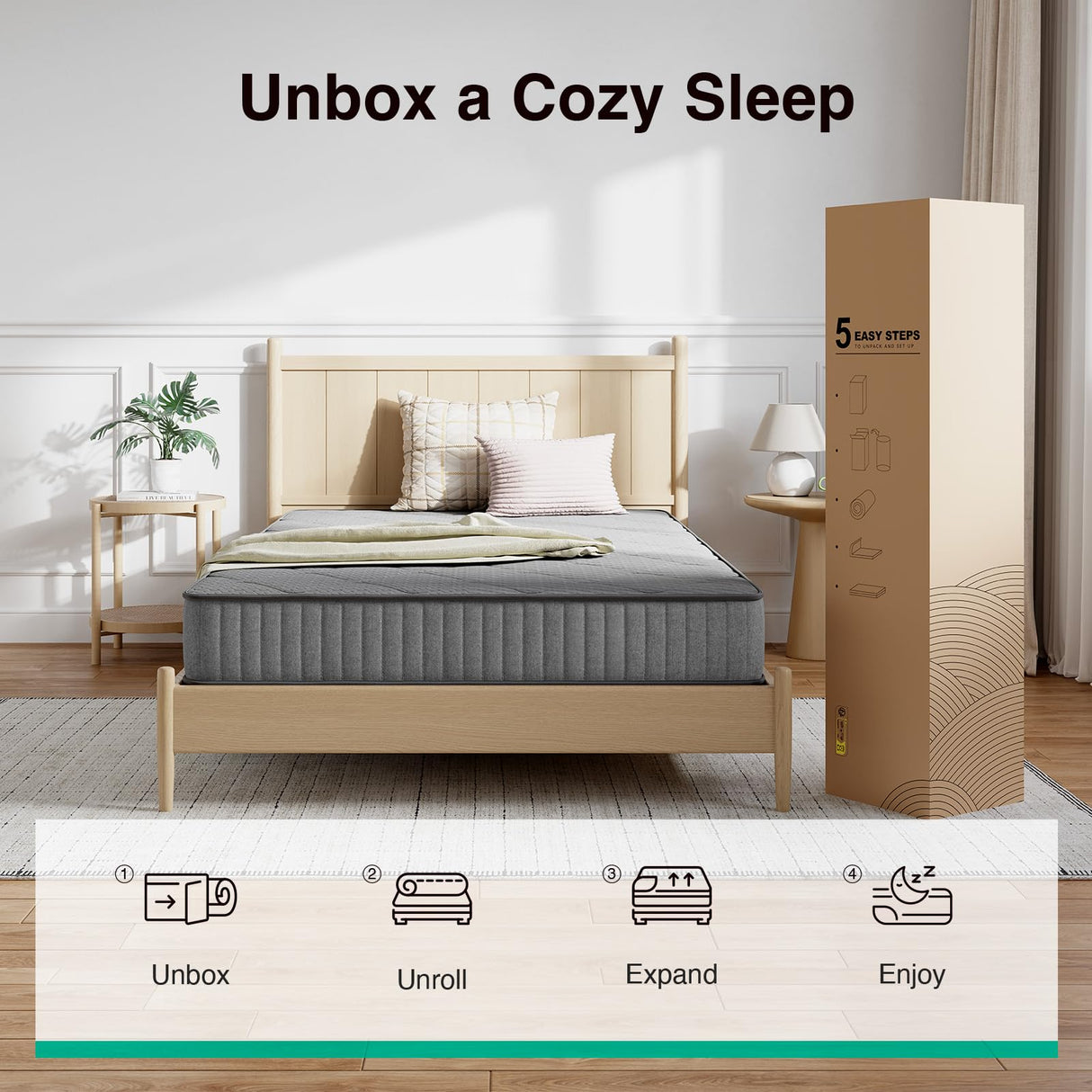 Novilla Hybrid Full Mattress, 8 Inch Mattress Full in a Box with Individual Pocketed Springs & Gel Memory Foam for Body Support & Back Pain Relief & Cool Night Sleep, CertiPUR-US Certified Novilla