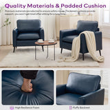TYBOATLE Accent Chairs Set of 2, Faux Leather Chairs, Mid Century Modern Comfy Living Room Chairs, Cozy Office Reading Chair, Reception Armchairs for Office, Bedroom, Waiting Room (Blue) (1) TYBOATLE