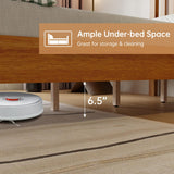 PayLessHere Solid Wood Platform Bed Frame with Headboard - Easy Assembly, No Box Spring Needed, Brown, Full Size PayLessHere