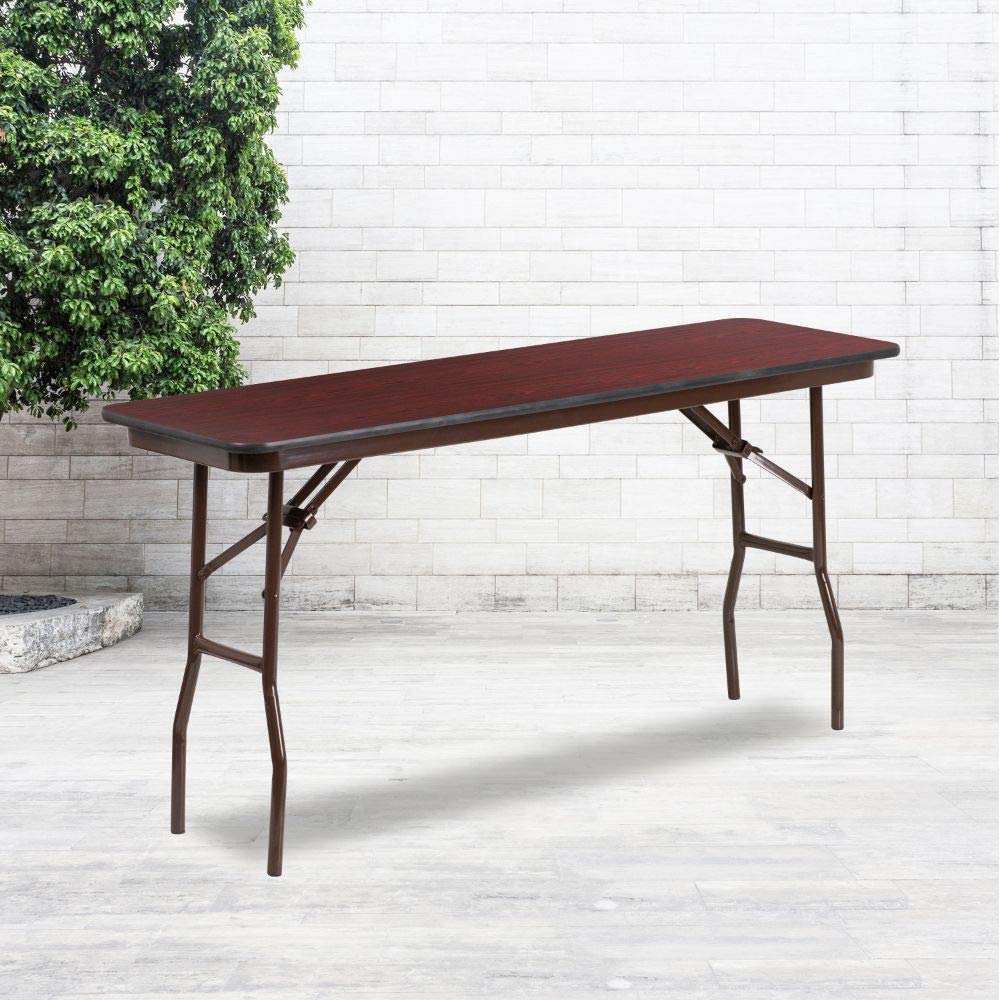 Flash Furniture Frankie 5-Foot Mahogany Melamine Laminate Folding Training Table Flash Furniture
