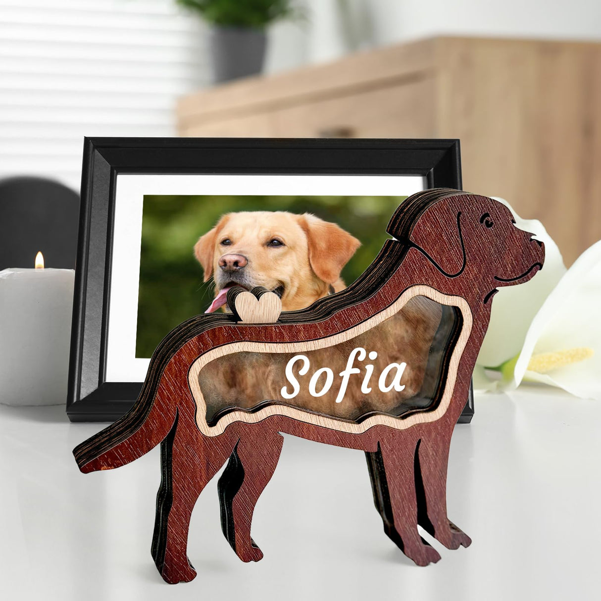 ubjva Custom Pet Fur Keepsake Box Personalized Wooden Dog Hair Memorial Shadow Box with Name Pet Loss Sympathy Gift for Dog Lover ubjva