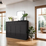 holzart Black Buffet Storage Cabinet with doors and drawers, 49" W Coffee Bar Cabinet, Kitchen Buffet Sideboard for Living Room, Kitchen holzart