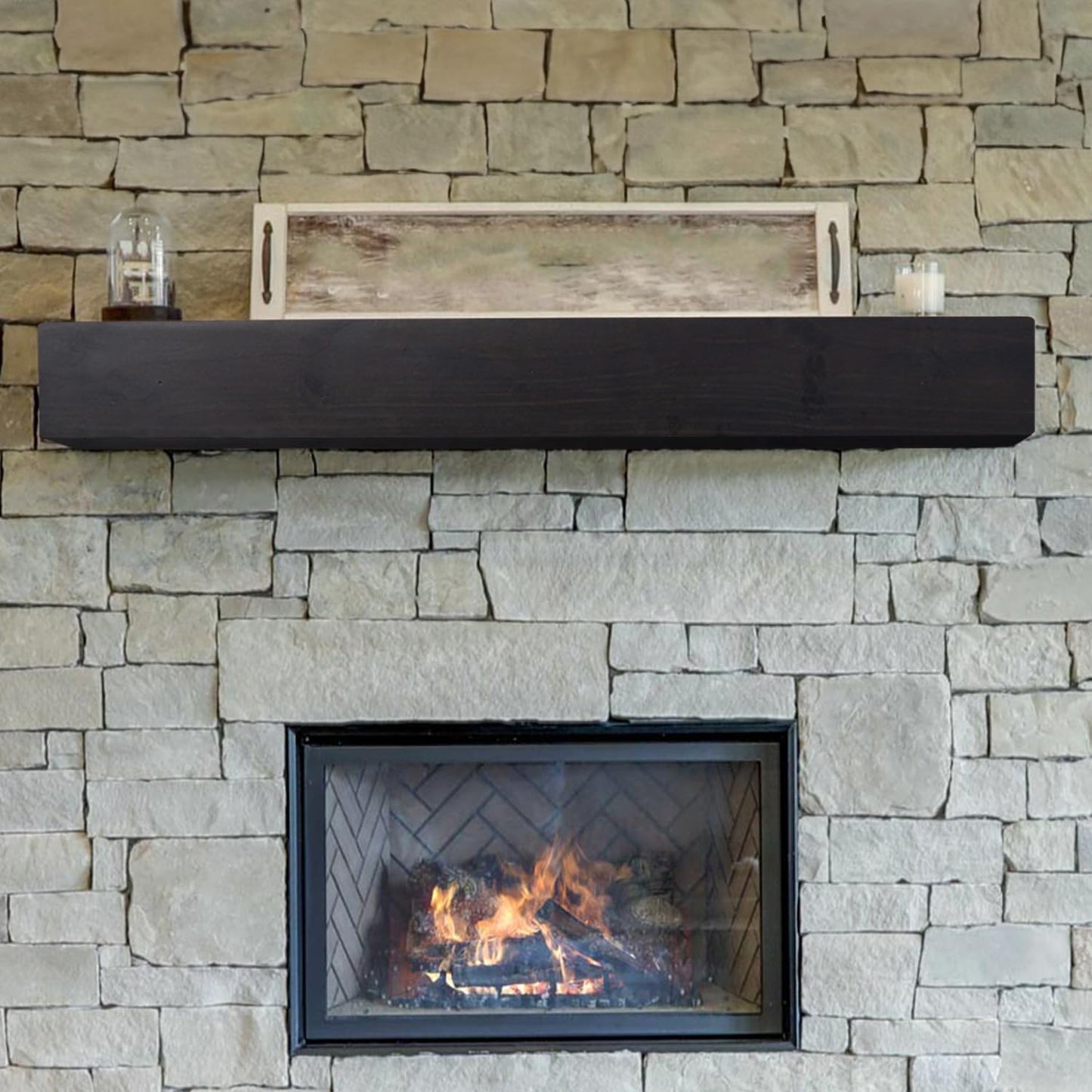 MANTELSDIRECT Dakota 72 Inch Pine Wood Floating Fireplace Mantel Shelf - Coffee Bean Brown | 9" Depth - Beautiful Wooden Rustic Mantel for Fireplaces, Living Rooms, Electric Fireplaces, and Below TVs