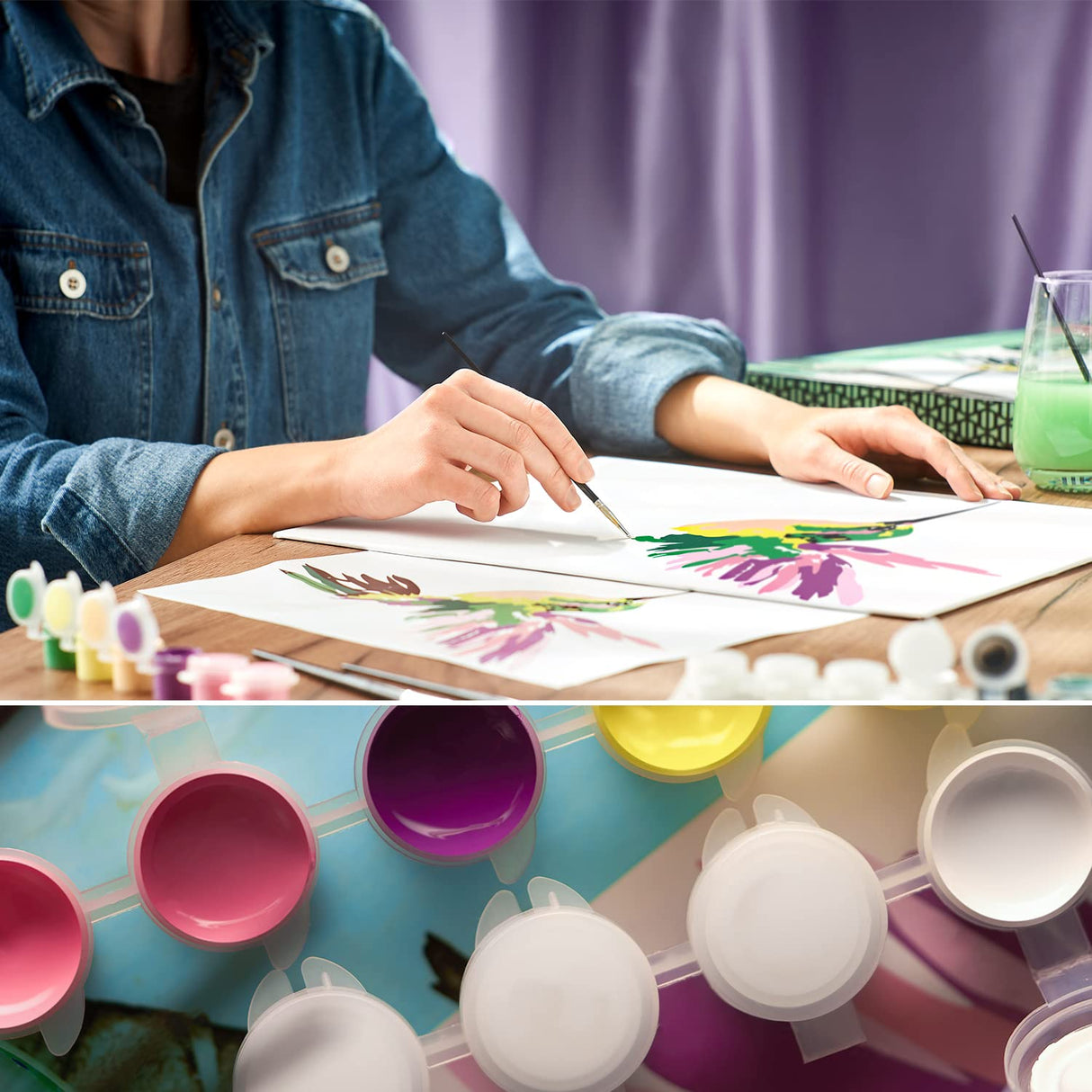 ARTEZA Paint by Numbers for Adults, 12x16 Inches, 21-Piece Hummingbird Painting Kit, Includes Canvas Panel, 12 Acrylic Paint Pots & 5 Paintbrushes for Home & Office Decor ARTEZA