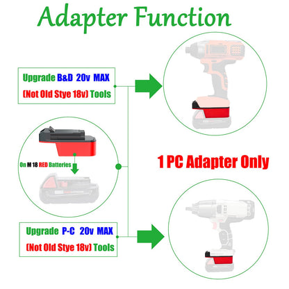 Adapter for Milwaukee M18 Slider Lithium Batteries Fits Porter Cable 20v MAX (Not 18v) Cordless Tools-Adapter Only - WoodArtSupply