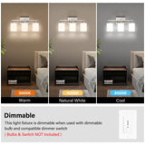 FonmYim Brushed Nickel Bathroom Light Fixtures, 3-Light Modern Vanity Light Over Mirror, Wall Sconces with Milky White Frosted Glass Shades, E26 Socket (Bulbs Not Included) FonmYim