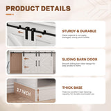 YITAHOME 52" Farmhouse Coffee Bar Cabinet with Storage, Buffet Cabinet with Goblet Holder, 5 Hooks, Power Outlets, Sideboard Cabinet with Sliding Barn Doors for Kitchen & Living Room (White) YITAHOME