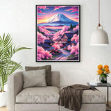 DPHERO Mount Fuji Diamond Painting Kits for Beginners Adults,5D DIY Cherry Blossoms Diamond Art Kits,Round Full Drill Sunset Gem Art Crafts Kits,DIY Painting by Numbers for Home Wall Decor 12x16 inch DPHERO