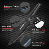 Knife Set, Astercook 21 Pieces Knife Sets for Kitchen with Block, Dishwasher Safe Kitchen Knife Set with Built-in Sharpener, German Stainless Steel Black Knife Block Set Astercook