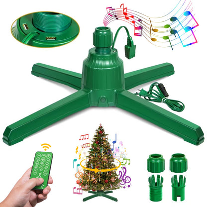 Rotating Christmas Tree Stand for 9 Ft Artificial Christmas Tree Remote Control 360° Spinning Christmas Tree Stand with Music 3 Built-in Electrical 2 USB Outlets Revolving Christmas Tree Stand