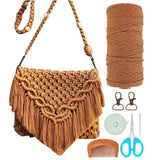 INFUNLY DIY Macrame Bag Kit for Adults Beginners Macrame Handmade Woven Bags with Tassels Bohemian Knotting Handbag Macrame Kit Crochet Bag Kit with Video Instruction for Women Holiday Beach Decor INFUNLY