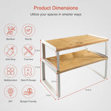 Goozii Large Kitchen Cabinet Organizer Shelf Set of 4, White Stackable Countertop Organizer for Kitchen Counter, Organizers and Storage Rack for Spices Plate (Bamboo Wood) Goozii