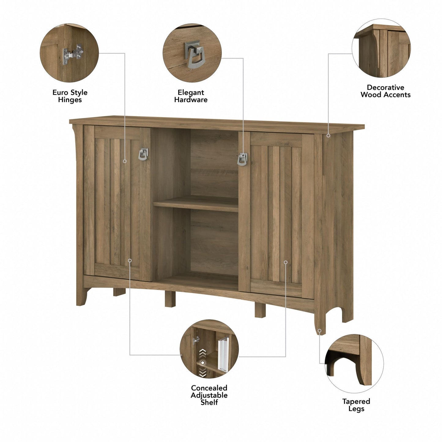 Bush Furniture Salinas Accent Storage Cabinet with Doors in Reclaimed Pine - WoodArtSupply