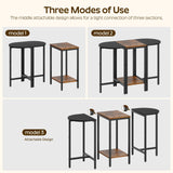 YATINEY Nesting Coffee Tables, End Tables Set of 3, Industrial Small Stacking Side Table, Wooden Nesting Tables, Multiple Combination Options, for Living Room, Office, Rustic Brown and Black ET33BR YATINEY
