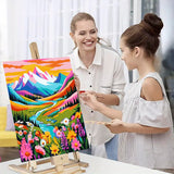 DIYDECORFUN Mountain Paint by Numbers Kit for Adults, Flower Mountain Paint by Numbers Kits for Beginner, Adult Paints by Number Kit on Canvas Adult DIY Arts Crafts for Home Wall Decor(16x20in) DIYDECORFUN