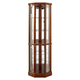 Royard Oaktree 70" Lighted Corner Curio Cabinet with Glass Doors, Wooden Display Cabinet with Adjustable Tempered Glass Shelves and Mirror Back, Retro Storage Cabinet with Curved Design, Dark Walnut Royard Oaktree