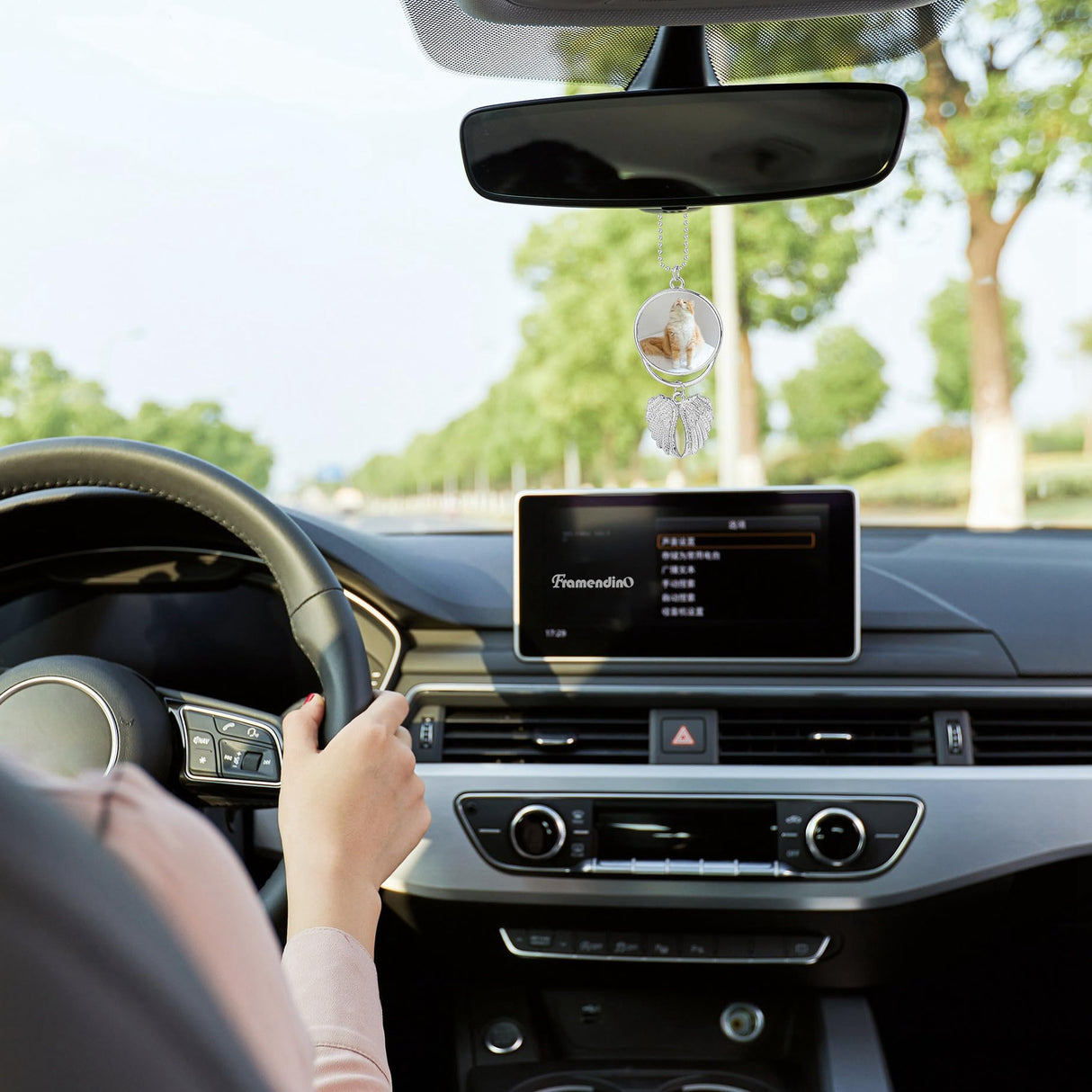 Framendino, 5 Pack Silver Angel Wings Car Hanging Ornament Personalized Car Mirror Hanging Accessories Blank Heat Transfer Photo Frame Keychain for DIY Crafting Framendino