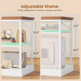 SEDETA L Shaped Desk, Farmhouse Desk with Drawers and Storage Shelves, Executive Home Office Desk with Power Outlet, File Cabinet Storage, Wood Corner Computer Desk, White SEDETA