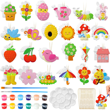 Seenelling 24 Sets Ceramics to Paint Kids Arts and Crafts Painting Kit Unpainted Plaster Statues Paint Your Own Ceramics DIY Paintable Plaster Figurines for Boys Girls Party Decor (Classic) Seenelling
