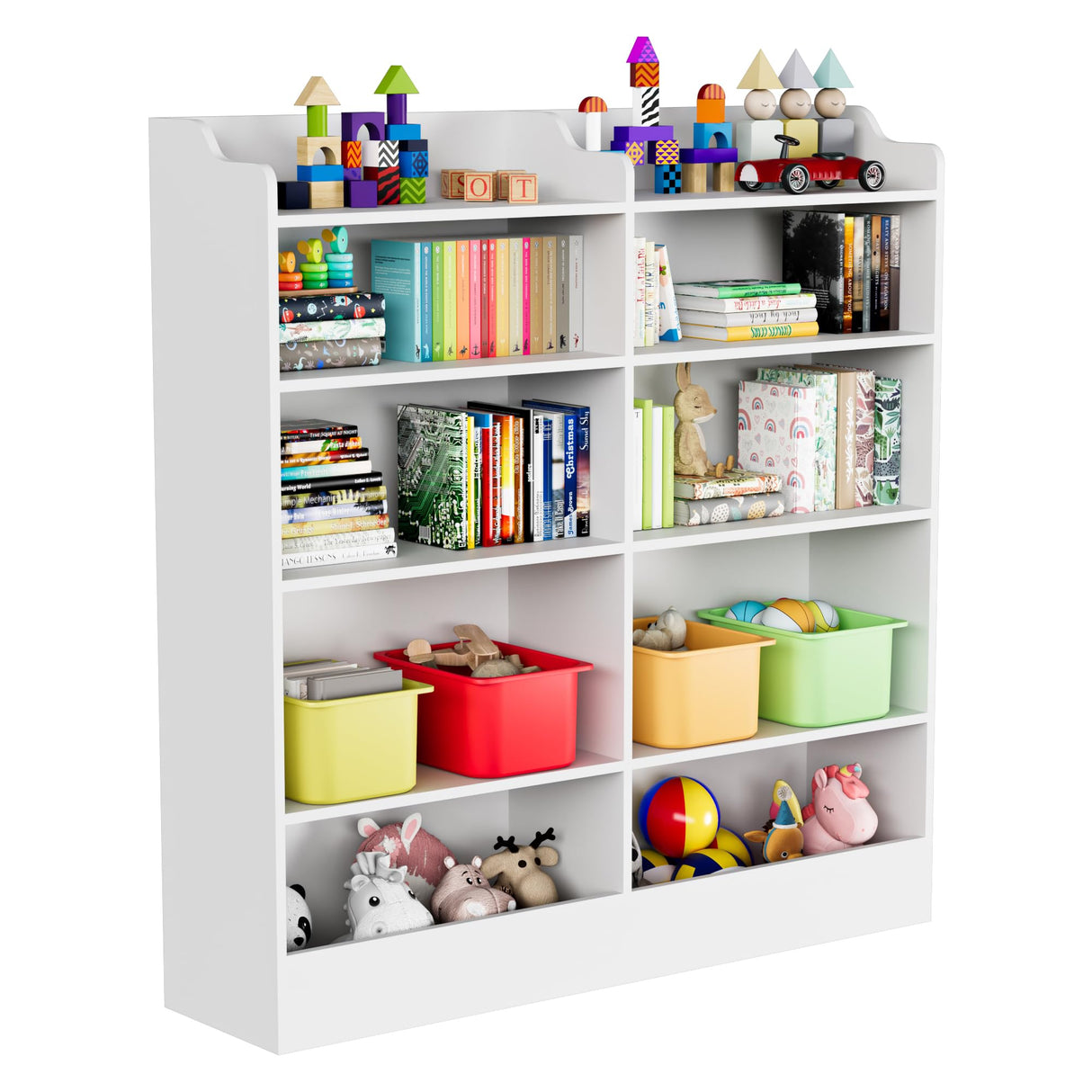 Cozy Castle 5-Tier Kids Bookshelf & Toy Storage Cabinet in White Cozy Castle