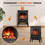 ‌15" Electric Fireplace Heater with Thermostat,3D Hyper-Realistic Flame,3 Heating Modes,Overheat Protection, Energy-Efficient & Silent Design for Bedroom/Living Room Electactic